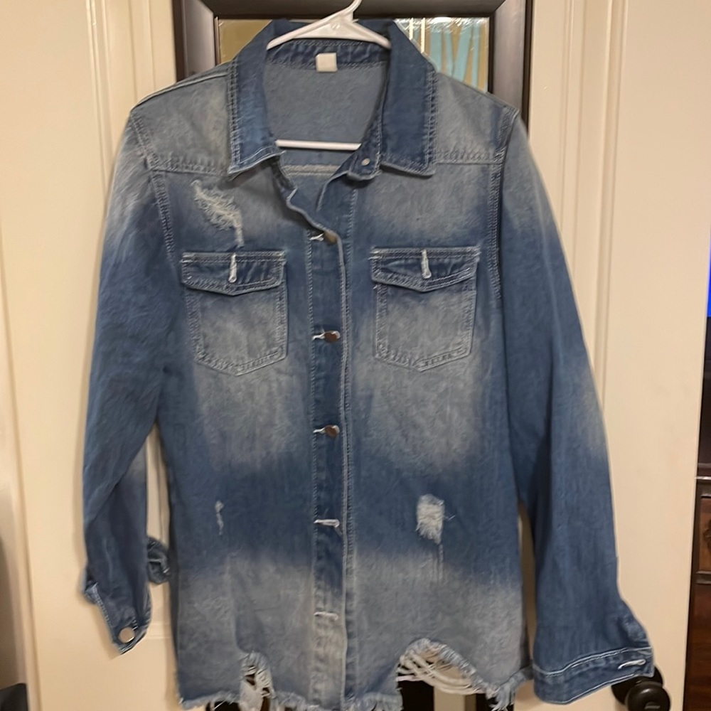 Denim Distressed Shacket